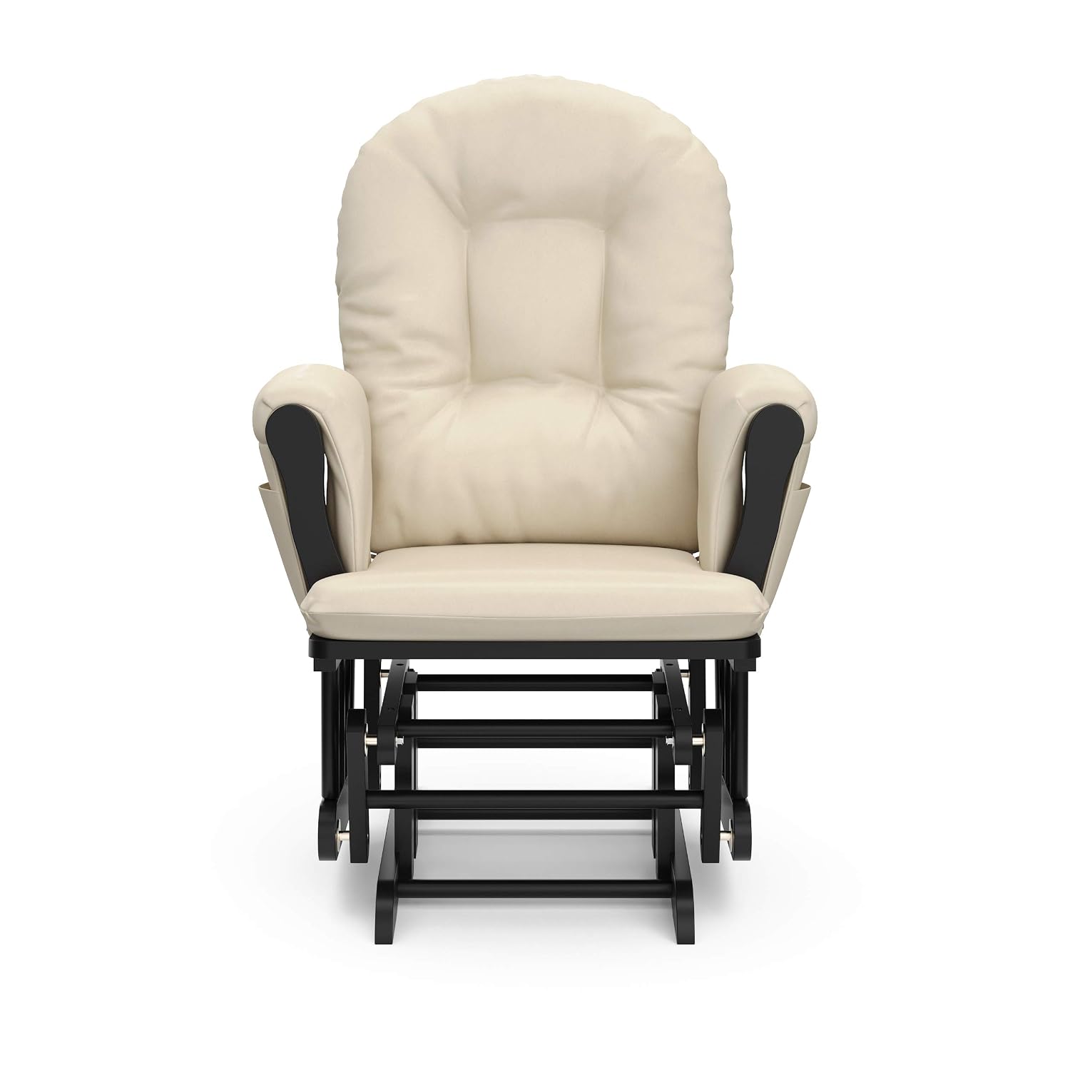 Storkcraft Premium Hoop Glider & Ottoman (Black with Beige) — GREENGUARD Gold Certified, Solid Wood Craftsmanship, Convenient Storage Pockets, Smooth-Gliding Chair for Nursery, Multi-Award-Winning