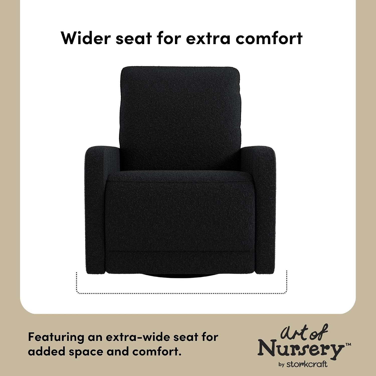 Storkcraft Kyoto Deluxe Extra-Wide Power Recliner Swivel Glider – Premium Electronic Nursery Wide Glider Rocking Chair, Oeko-TEX 100 Certified, Includes Dual-USB Charging Port (Black Boucle)
