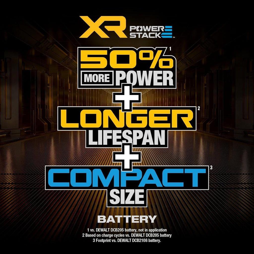 DEWALT 20V MAX Battery, POWERSTACK, More Power More Compact, Rechargeable 5Ah Lithium Ion Battery (DCBP520)