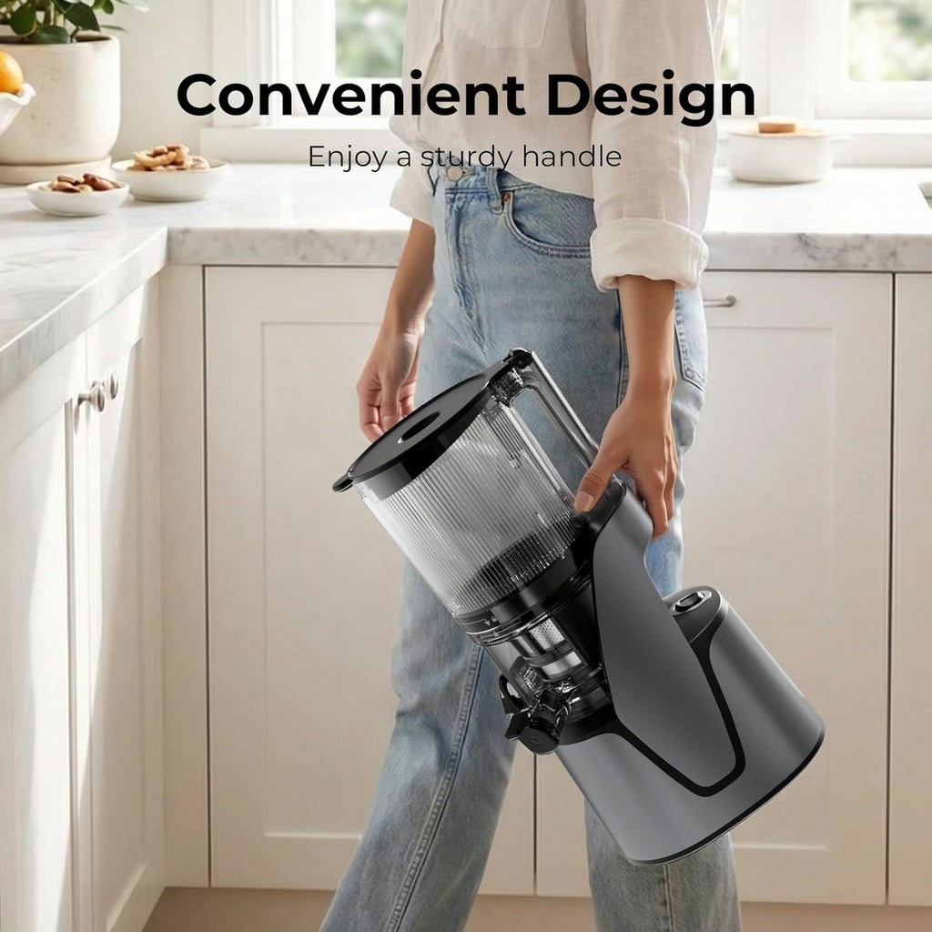 EanOruus Juicer Machines, 3-in-1 Cold Press Juicer with 6.5' Extra Large Chute, 100oz Large Capacity, AC Motor, Makes Juice, Nut Milk & Sorbet, Premium Gray