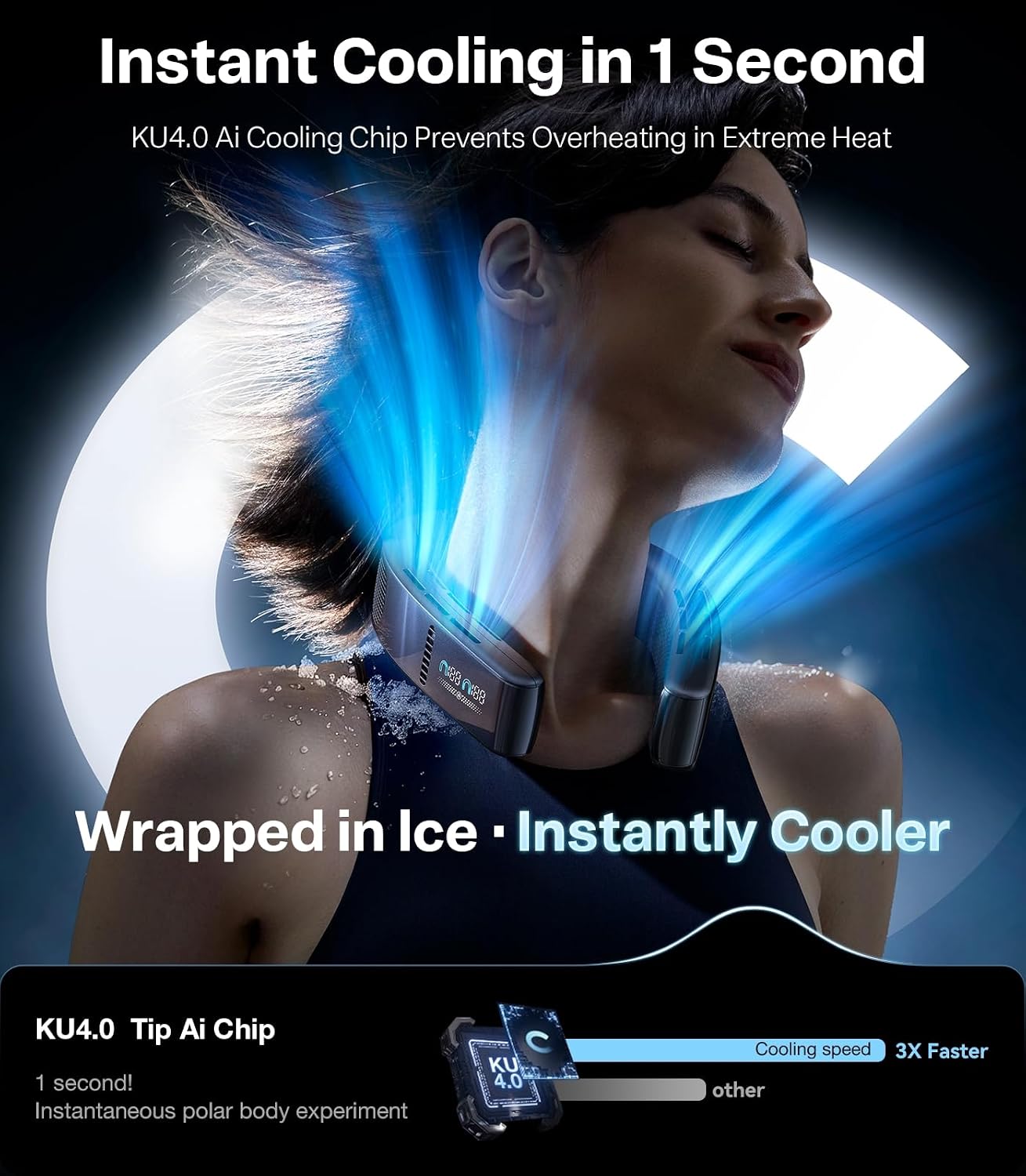 TORRAS COOLiFY Cyber AI Neck Air Conditioner, Ultimate Immersive Cooling Portable Neck Fan【No.1 Coolest & Max Cooling Area】 Neck Fans that Blow Cold Air 6000 mah Rechargeable for Gift