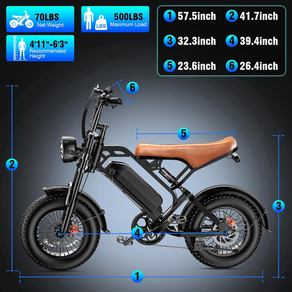 LELEKUAI Electric Bike for Adults, 1200W Peak Power Ebike, 28MPH, 48V 18Ah Removable Battery, 35-Mile Range, 500 LBS Capacity, 16''×4.0'' Fat Tire e-Bike, Moped Electric Bicycle for All-Terrain