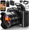 8K Digital Cameras for Photography Autofocus, 2026 Upgrade 88MP WiFi Professional 16X Zoom Photography Camera with Dual-Lens for YouTube, SD Card, Lens Hood, Touch Screen, 2 Batteries & Charging Stand