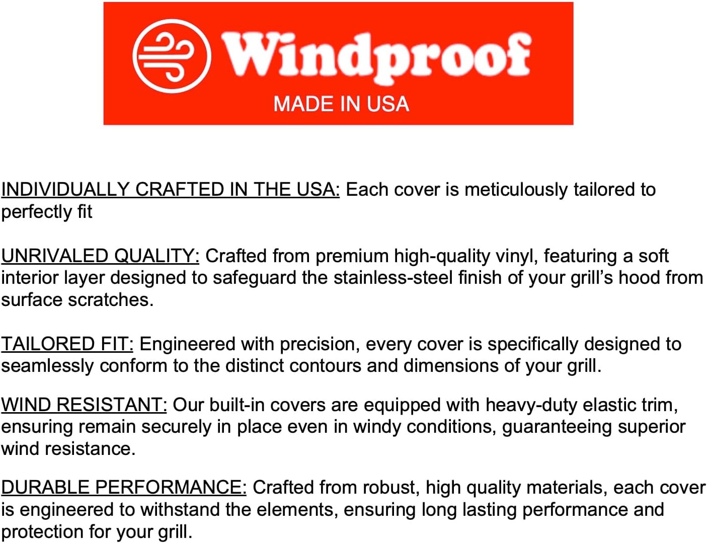 Windproof Covers 55 inch Heavy Duty Premium Grill Cover to fit Dynasty Built-in Grill