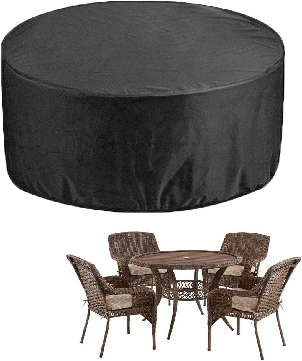 Garden Furniture Covers Round 110' D x 39' H, Waterproof Outdoor Table Chairs Cover, 420D Heavy Duty Gas BBQ Grill Cover, Dust Proof Furniture Protective Cover (280x100cm)