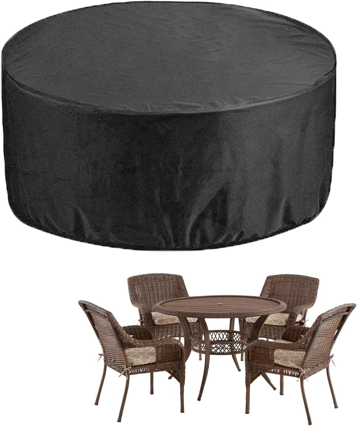 Garden Furniture Covers Round 110' D x 39' H, Waterproof Outdoor Table Chairs Cover, 420D Heavy Duty Gas BBQ Grill Cover, Dust Proof Furniture Protective Cover (280x100cm)