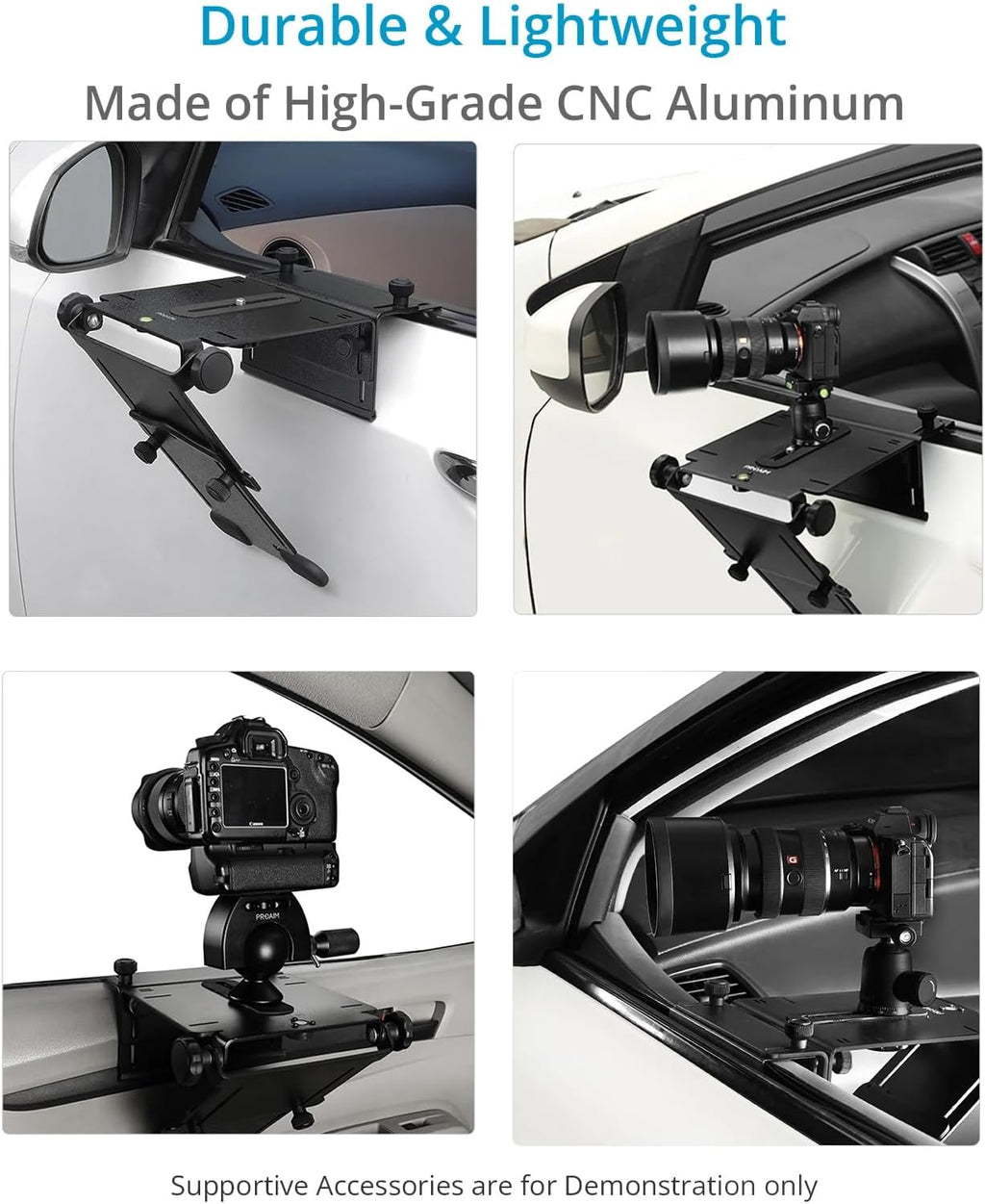 PROAIM KNYE Car Door Camera Lens Support Mount for Wildlife Photographers. for Long Lens Photography & DSLR Camera with 400 mm-600 mm Lenses. Payload up to 10kg / 22lb. (CM-KEEN-01)