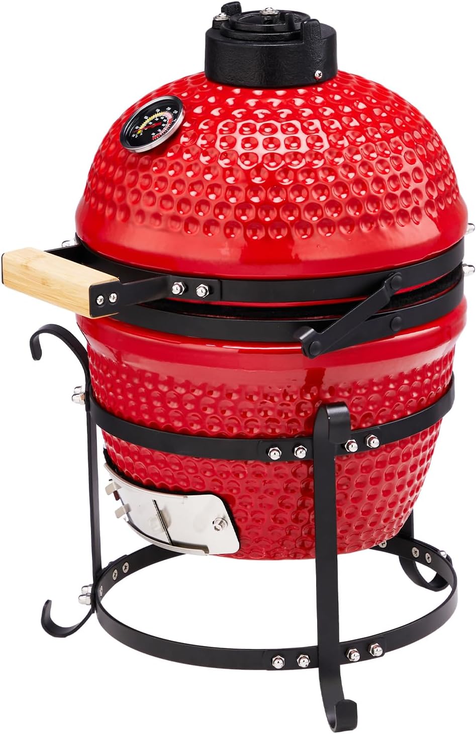 Vasitelan 13 inch Portable Ceramics Charcoal Grill,Kamado BBQ Charcoal Grill (Red)