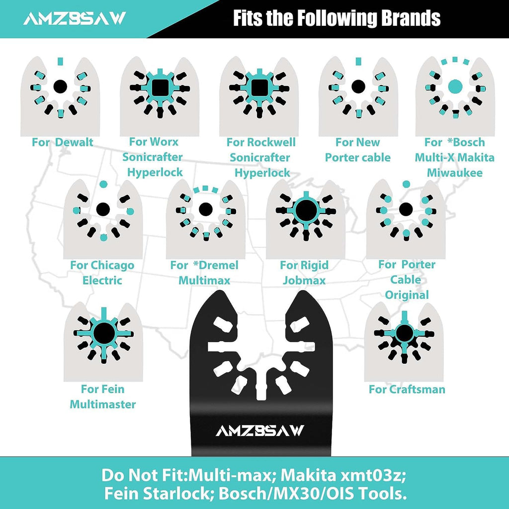 AMZBSAW 100PCS Titanium Oscillating Multitool Blades Metal Cutting, Multi Tool Blades Kits for Metal Nails Wood Plastic and Hard Material, Saw Blades Fit Milwaukee Ryobi Dewalt Bosch, 4 Types