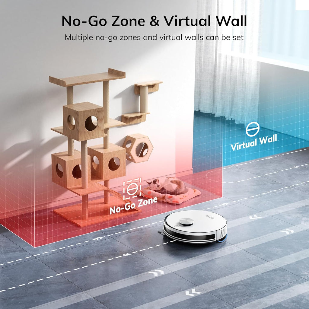 ILIFE A30 Pro Robot Vacuum and Mop, Self Emptying Station for 60 Days, 5000Pa Suction, LiDAR Navigation, No-Go Zones, 2.4G WiFi/App/Alexa/Remote Control, Clean Hard Floors to Medium-Pile Carpet, 110V
