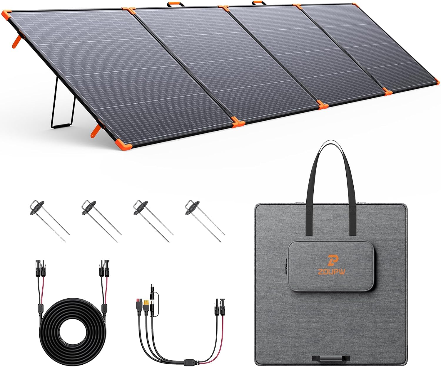 ZOUPW 480W Bifacial Portable Solar Panel,N-Type 16BB 25% Efficiency Foldable Solar Charger with Bypass Diodes for EcoFlow Delta/Bluetti/Anker C1000,IP68 Waterproof for Offgrid RV Home Backup