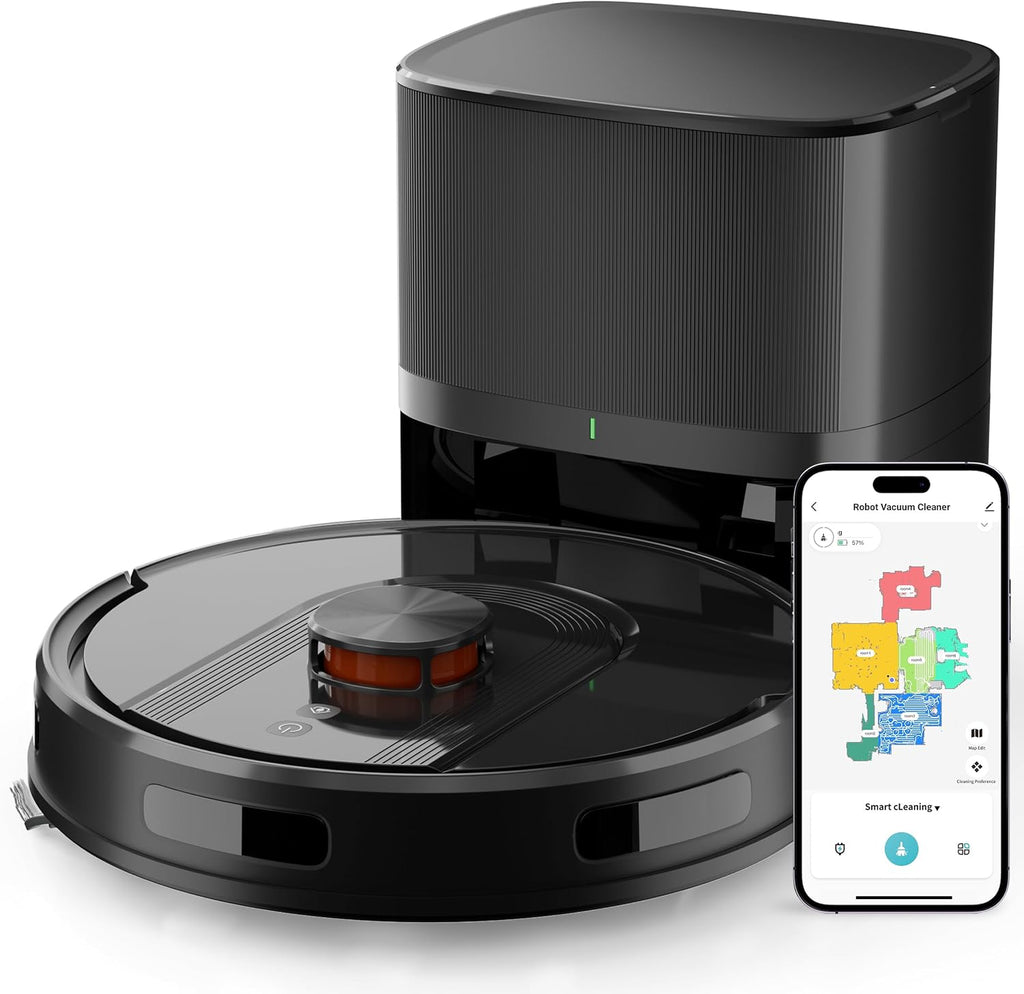Robot Vacuum and Mop Combo with Self-Emptying, Customizable Map Cleaning with LiDAR Navigation, 6000Pa Suction, Smart No-Go Zones, 70Days Hands-free Robotic Vacuum Cleaner for Floor, Carpet, Pet Hair