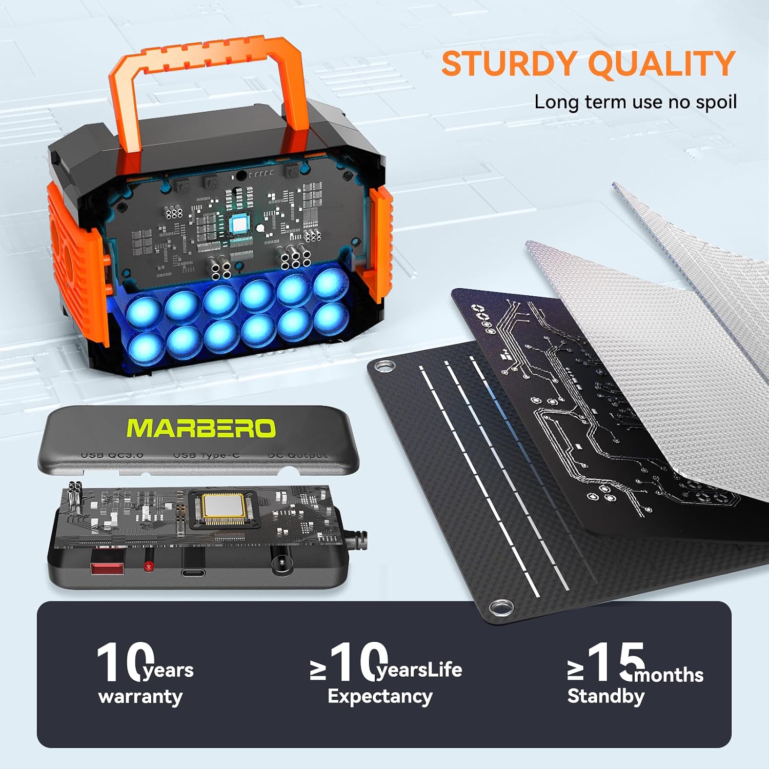 MARBERO 88.8Wh Portable Power Station with 30W Solar Panel 150W Peak Camping Solar Generator Power Bank with AC Outlet(2*AC,2*USB A, 2*USB C,) for Outdoor Travel Home Emergency Blackout Hurricane