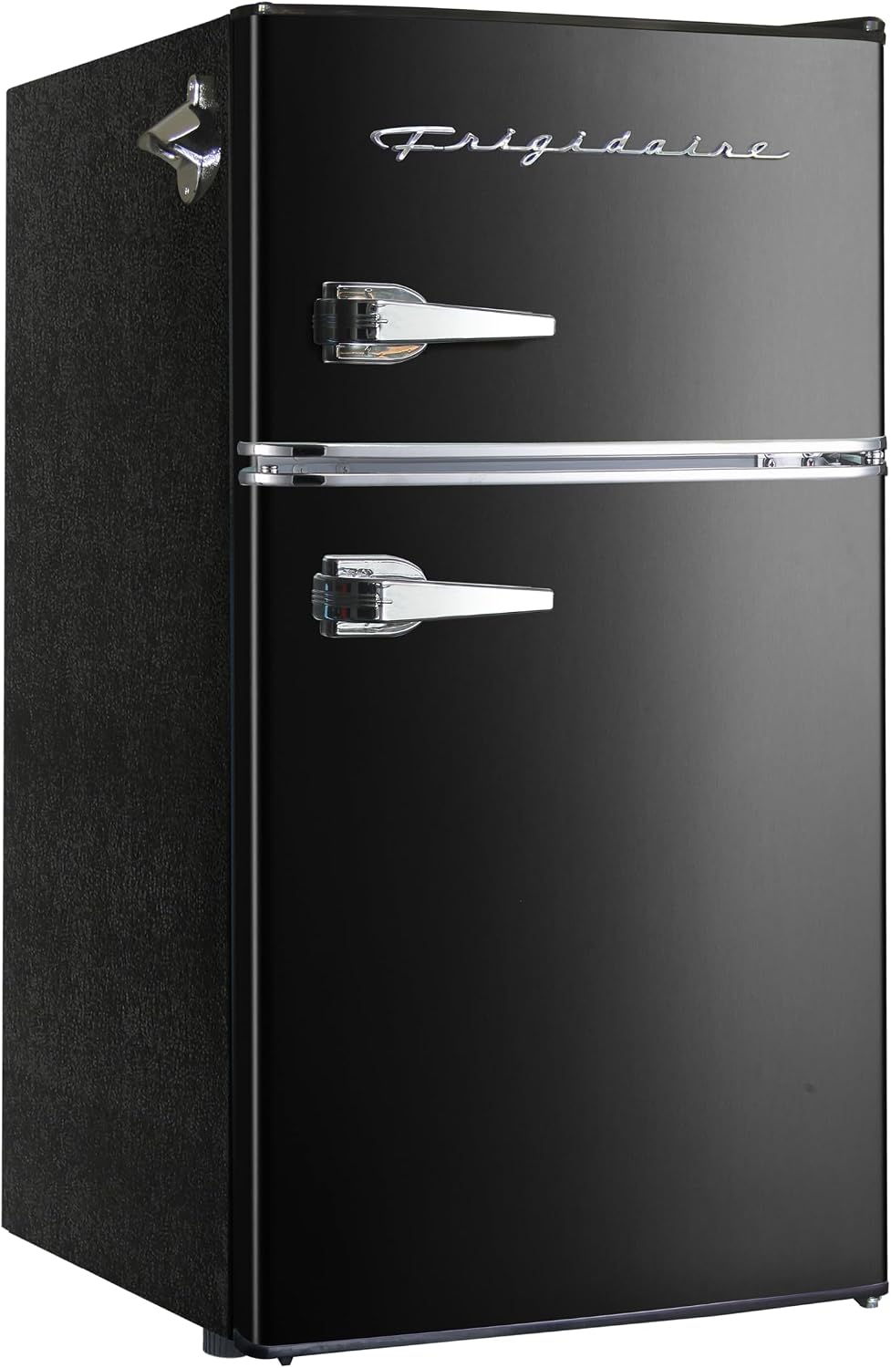 Frigidaire Retro Mini Fridge with Freezer & Side Bottle Opener-Small 2 Door Refrigerator for Office Bar or College Dorm Room-3.2 Cu Ft – 19'' D x 20.5' W x 33.5' H (Onyx)