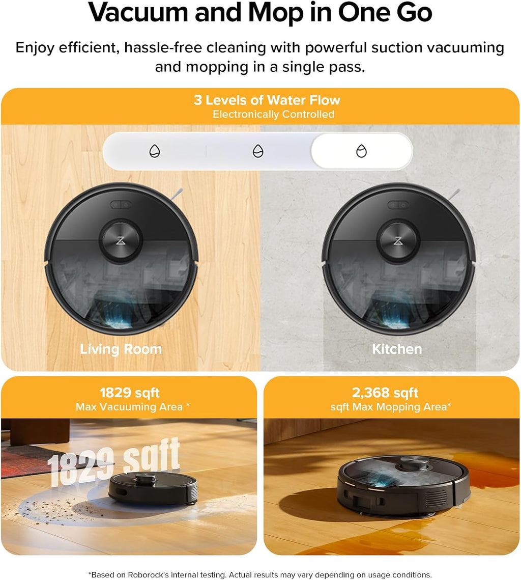 roborock Q7 M5+ Robot Vacuum and Mop, Upgraded from Q5 Max+, Up to 7-9 Weeks Self-Empty, 10000Pa Suction, Dual Anti-Tangle System for Pet Hair & Carpet, PreciSense LiDAR Navigation, App Control, Black