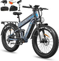FREESKY Dual Battery Electric Bike for Adults, 48V 45AH 200 Miles Long Range E Bike, 4000W Motor 40MPH+, 26' Fat Tire Fast Mountain EBike, Full Suspension & Hydraulic Brakes, UL 2849 Certified by TÜV