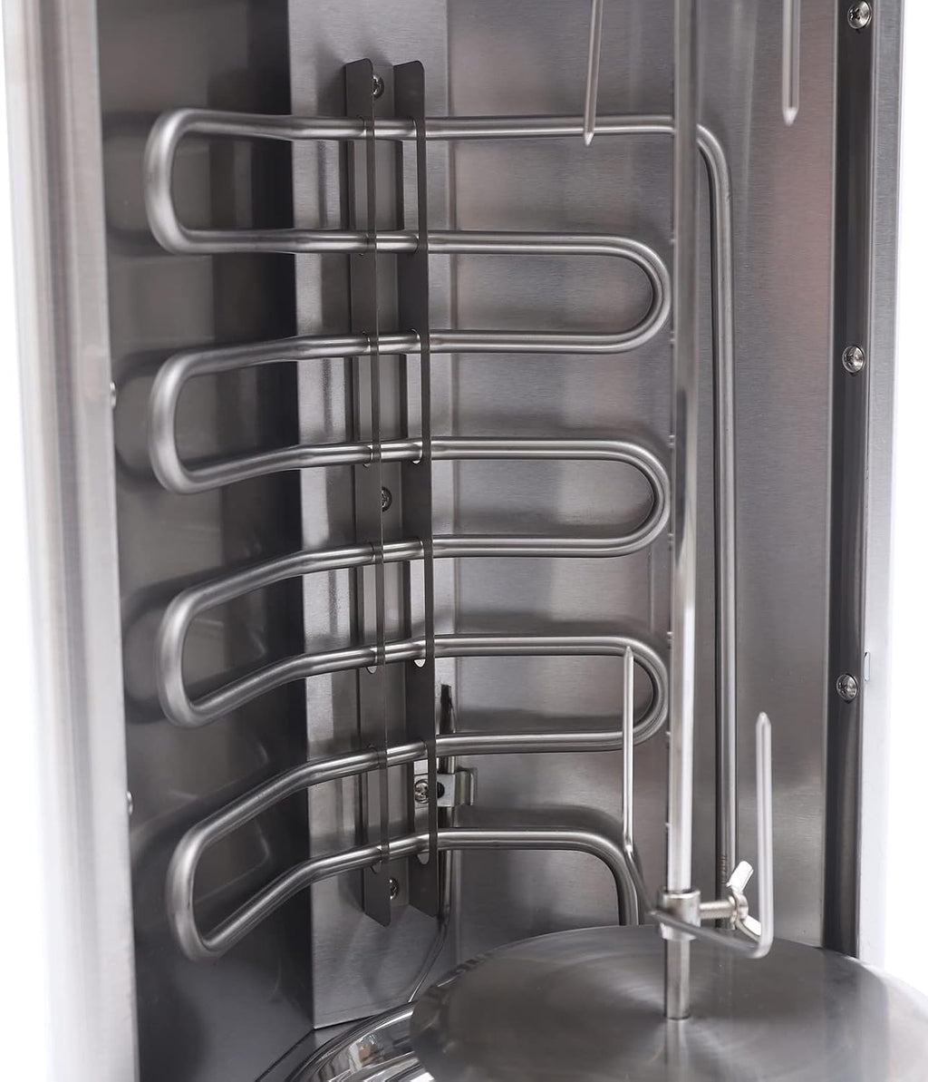 Shawarma Grill Machine Commercial Electric Vertical Rotating Rotisserie Shawarma Machine 3KW Doner Kebab Machine Meat Grill Broiler Shawarma Gyro Grilling with Meat Catch Pan for Family Restaurants