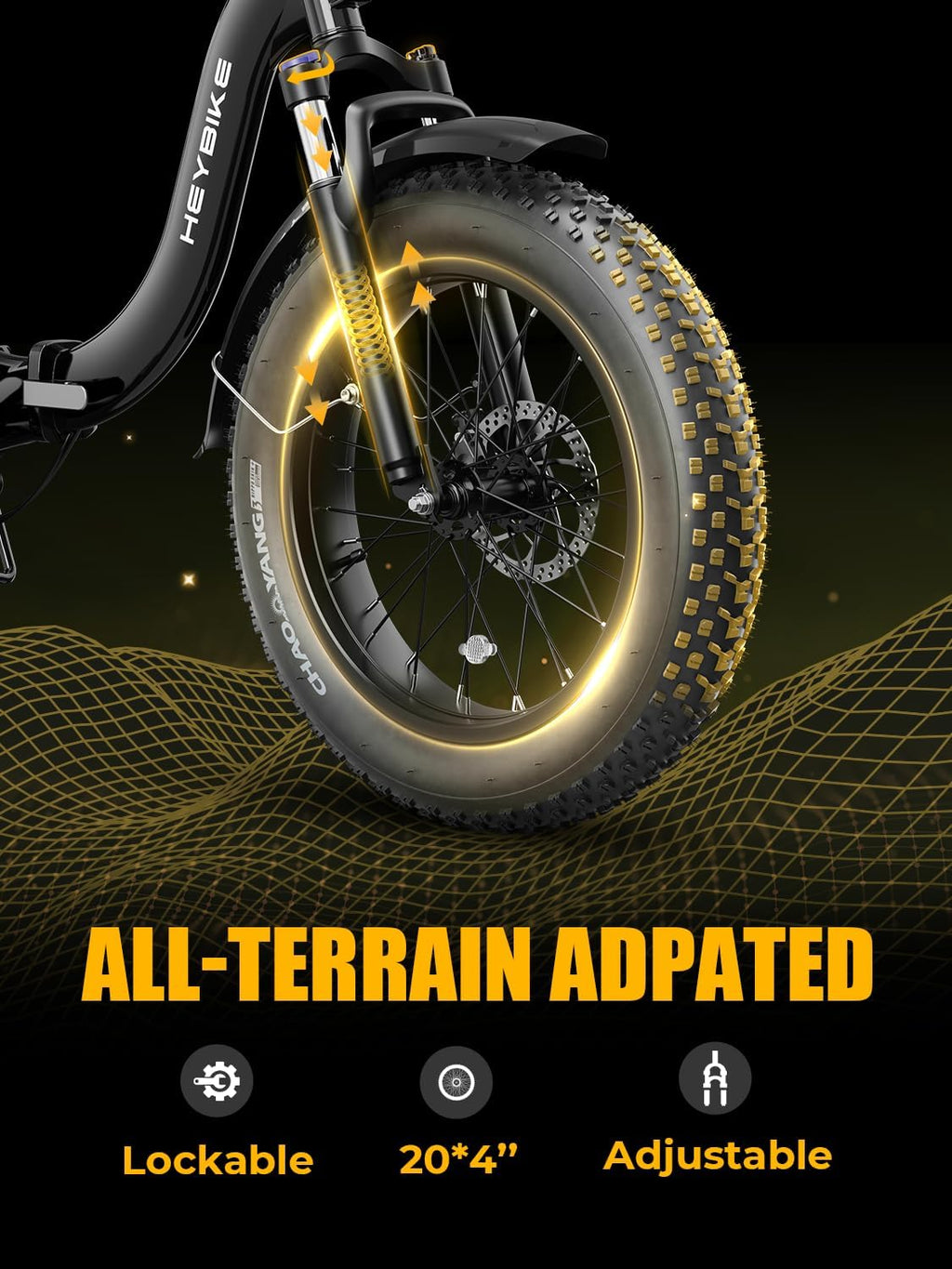 Heybike Ranger 2.0 Foldable Electric Bike for Adults, 20'*4 Fat Tire Ebike with 1400W Peak Motor, 28 MPH Max Speed, 600Wh Removable Battery, Up to 65 Miles Range, Front Suspension Step-Thru E Bike