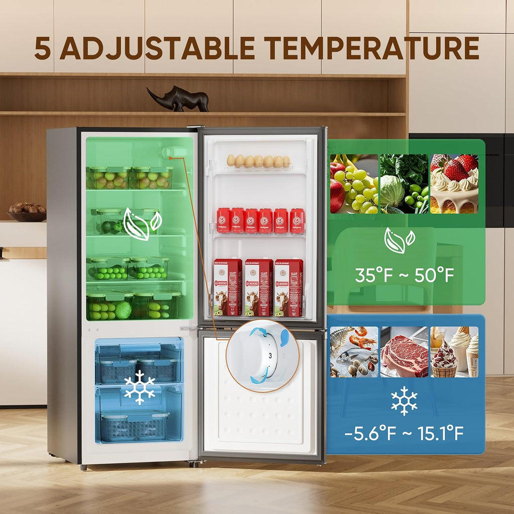 Upstreman 7.1 Cu.Ft Refrigerator with Bottom Freezer, Apartment Fridge with Freezer, Energy-efficient, Large Capacity, Adjustable Thermostat, Refrigerator for Apartment, Kitchen, Dorm(BM71)