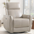 Bonzy Home Power Swivel Rocker Recliner Chair with USB Port, Wide Seat, Head & Lumbar Support, Upholstered Glider Chair for Living Room, Nursery, Silver