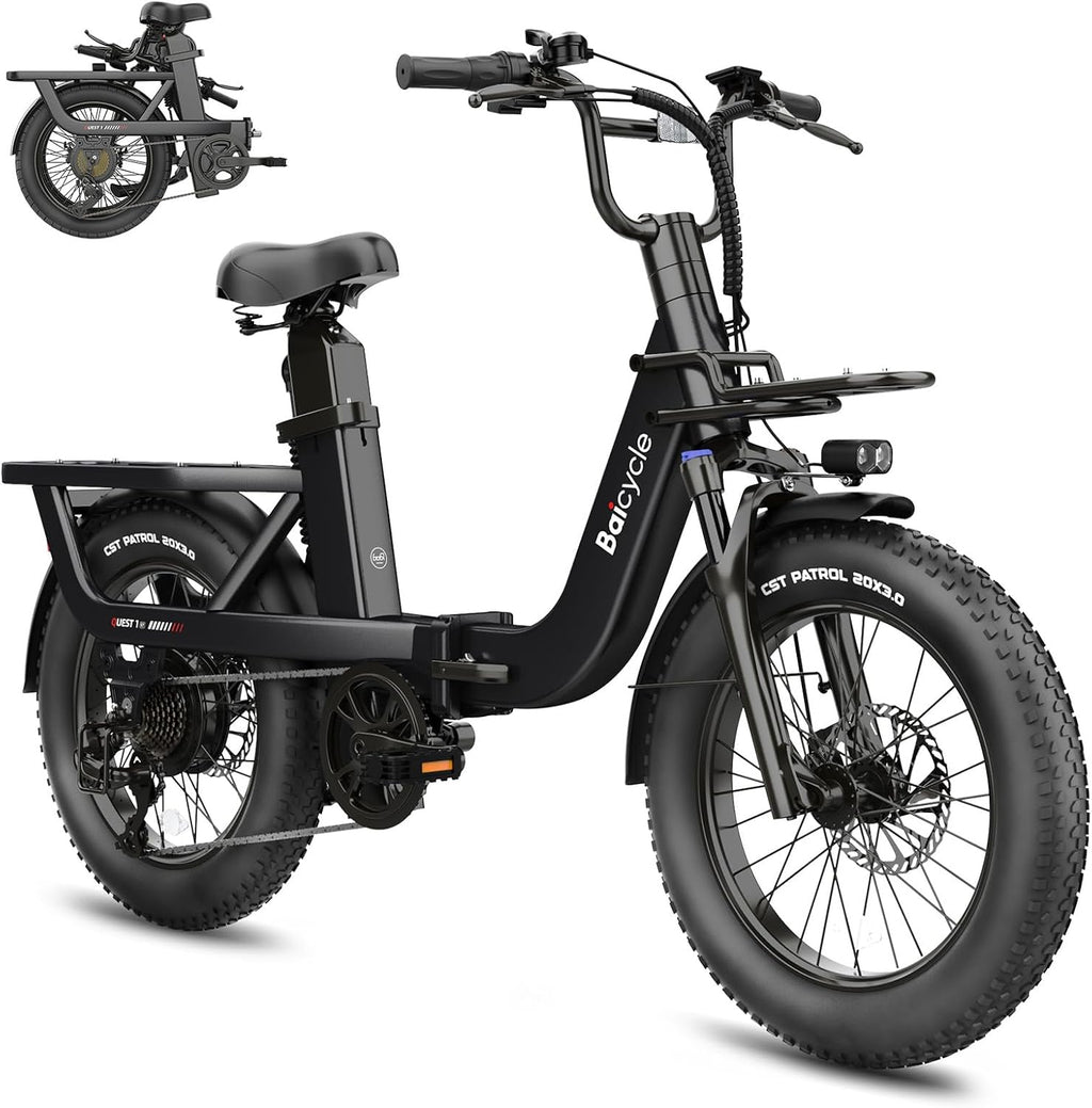28 MPH Electric Bikes for Adults 20 x 3 inch Fat Tire Ebike with 90 Miles(PAS) Long Range 48V Removable Battery E-Bike 7 Speed Step Thru Electric Bicycle