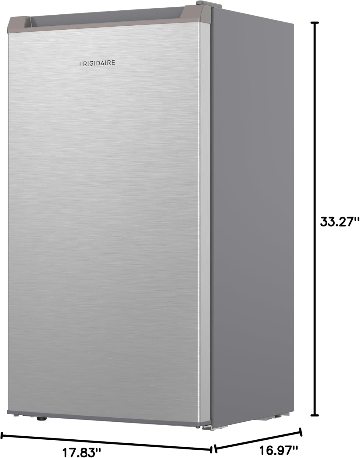 Frigidaire Mini Refrigerator, Compact Freezer Compartment, Adjustable Thermostat Control, Reversible Door, Contemporary Series, 3.2 cu ft, Platinum