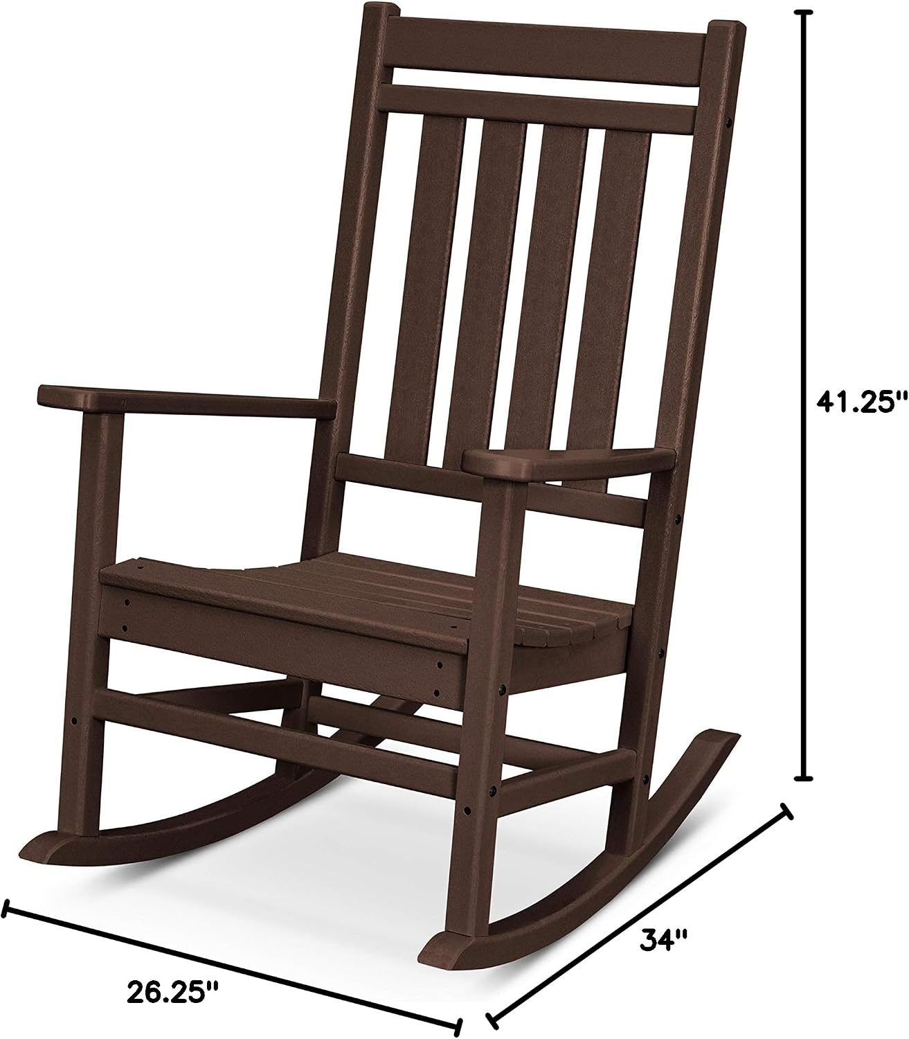 POLYWOOD Estate Rocking Chair, Traditional Outdoor Porch Rocker, HDPE Lumber Patio Furniture, Classic Design for Deck Garden, Mahogany