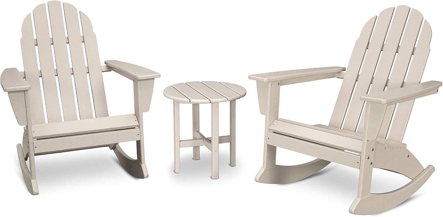 POLYWOOD Vineyard 3-Piece Adirondack Rocking Chair Set with Side Table