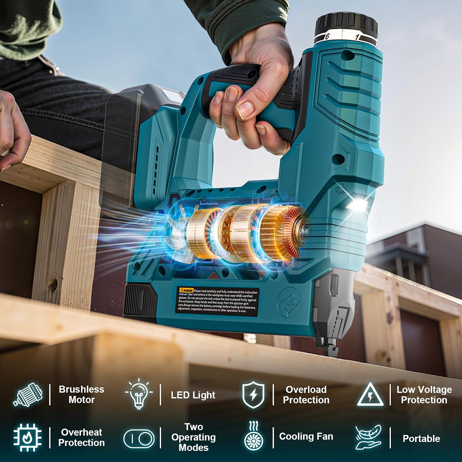 Cordless Brad Nailer Compatible with Makita 18V Battery, 5/8 to 1-1/4 Inch 18 Gauge 2-in-1 Nail Gun with 2000 nails for Wood Carpentry, Tool Only, Brushless, 2 Mode,5.9LBS