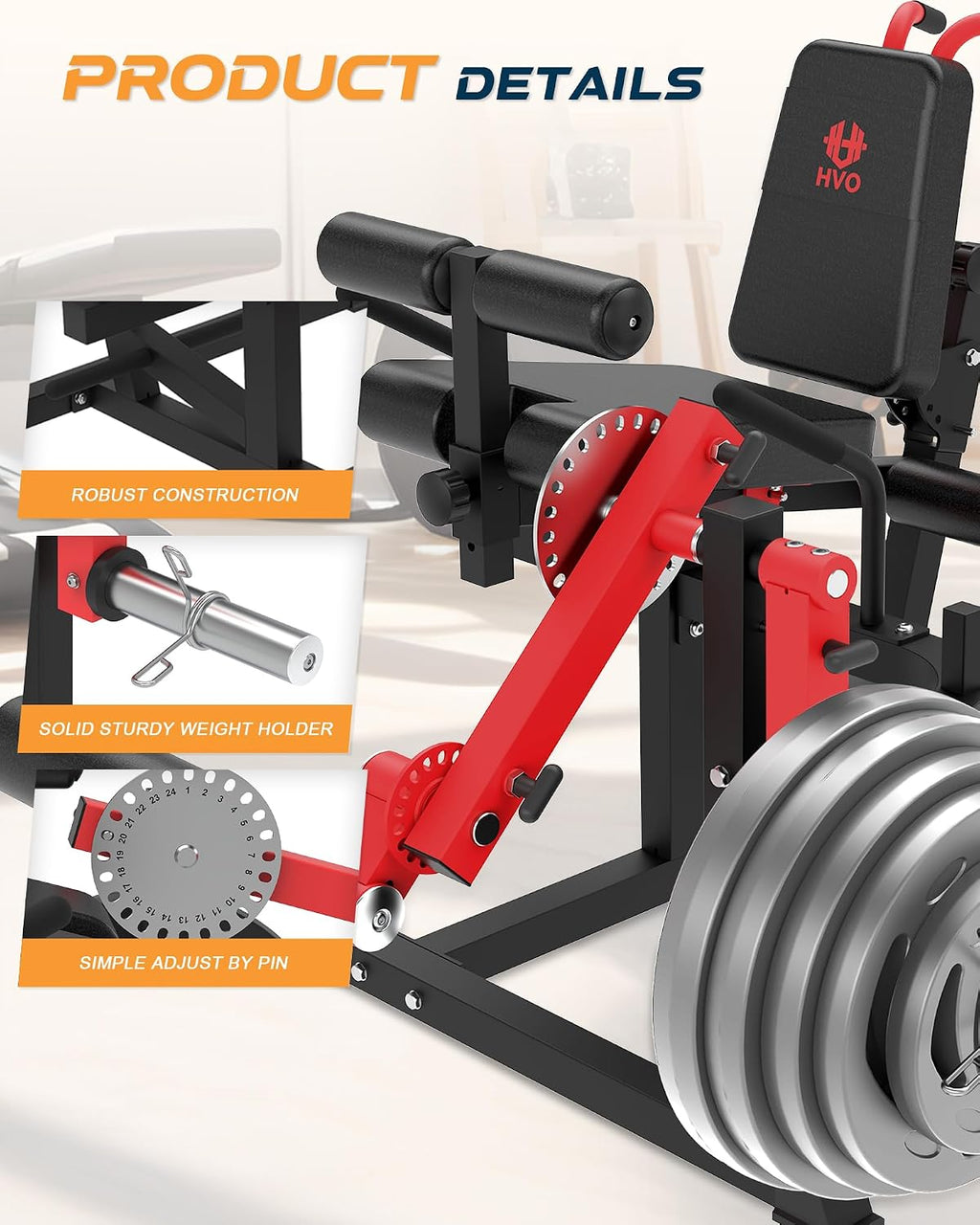 HVO Leg Curl Machine Extension - Leg Extension and Curl Machine Workout for Home Gym Use Leg Extension Machine Fitness Equipment Commercial Grade Seated Lying Hamstring Curl Machine