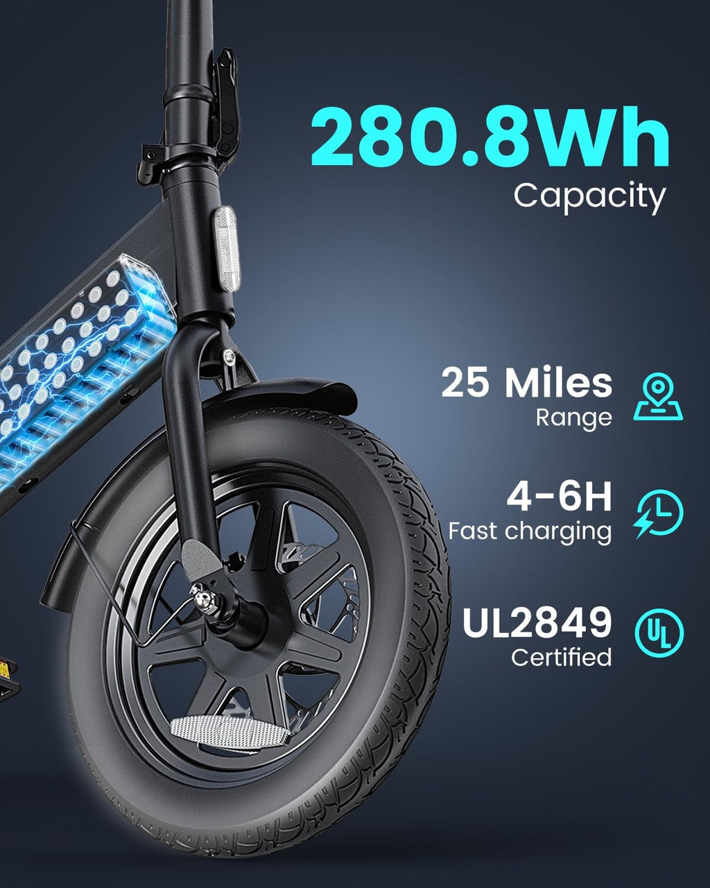 DYU Electric Bike for Adults Teens, Folding Electric Bicycle,Commuter City E-Bike with 350W Motor and 36V 7.8Ah Battery,3 Levels Assist, Dual Disc Brakes