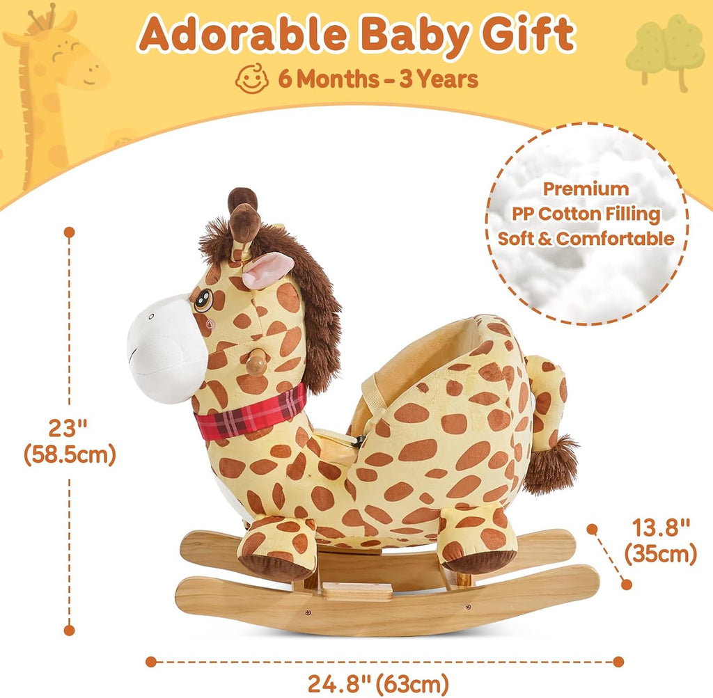 FUNLIO Giraffe Baby Rocking Horse for Toddlers 6 Months to 3 Years, Playful & Vivid Giraffe Rocker for Baby, Stuffed Plush Ride-on Rocking Animal, Easy to Assemble, CPC & CE Certified