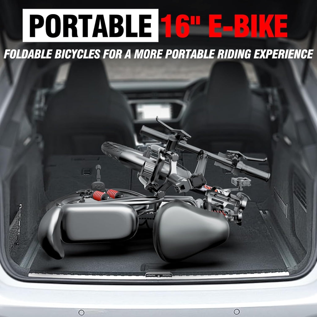 Folding Electric Bike for Adults, 2 Seater Electric Bike, 750W/1000W Peak Motor, 48V Removable Battery, Up to 28/30MPH & 45/60Miles, 16'/20' Tire Ebike, All-Terrain Foldable Electric Bicycles