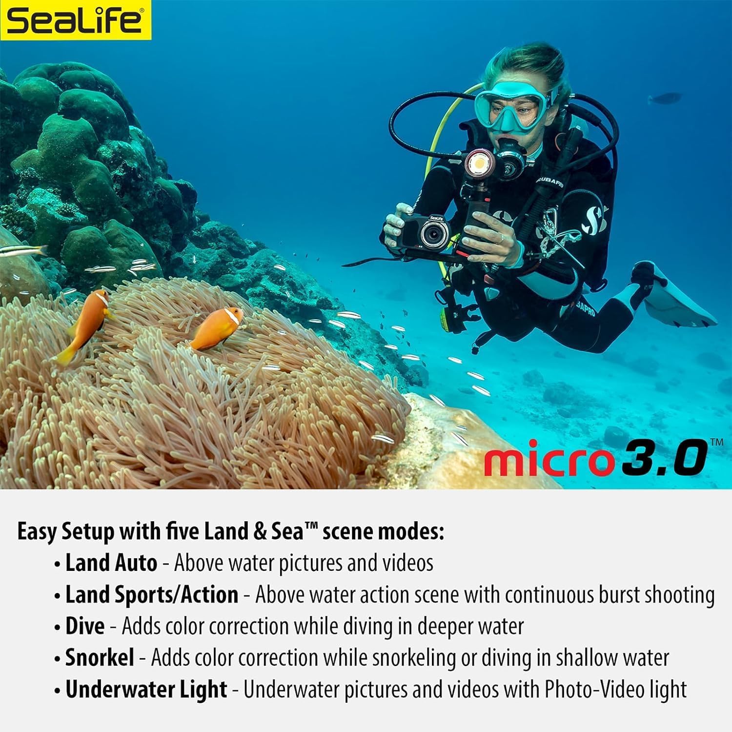 SeaLife Micro 3.0 Limited Edition Explorer Underwater Camera Gift Set for Photography & Video, Easy Set-up, Includes Sea Dragon 2300 Photo-Video Light