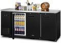 BODEGACOOLER Commercial Bar Cooler with 3 Solid Doors, 20.5 Cu.Ft Back Bar Refrigerator, Beverage Refrigerator for Beer Soda Wine,LED Light, Stainless Steel Top,6 Casters, for Kitchen Buffet Table