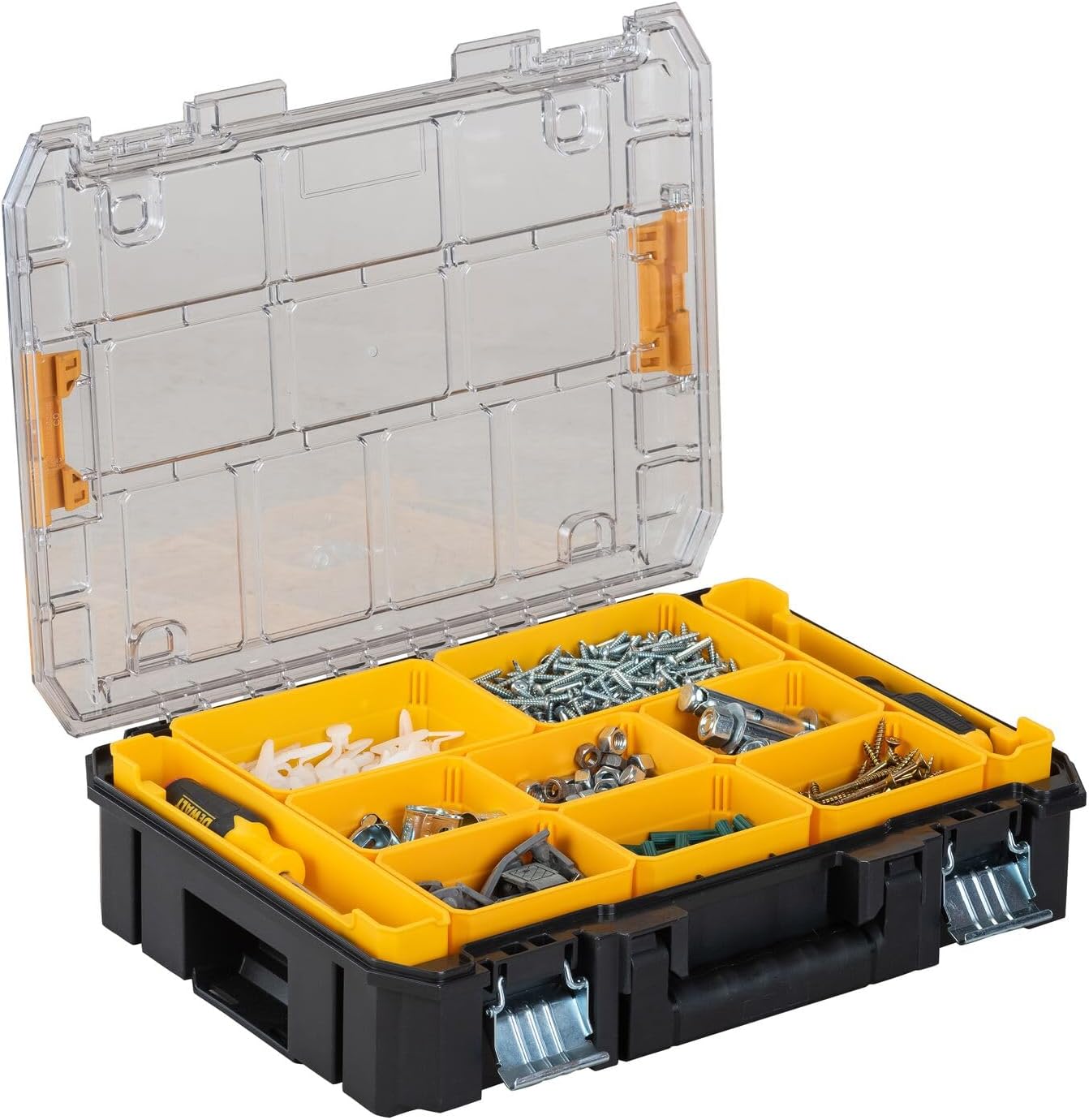 DEWALT TSTAK Tool Organizer,Small Parts and Screw Organizer Tool Box with Removable Compartments,(DWST17805),(Pack of 4)