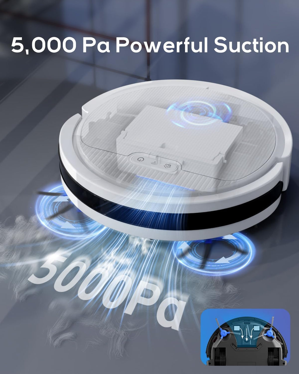 V3 Robot Vacuum and Mop Combo，3 in 1 Robot Vacuum 5000Pa Suction, Works with 2.4G WiFi/Alexa/App/Remote Control, Schedule Cleaning, Automatic Self-Charging, Ideal for Pet Hair, Hard Floor and Carpet
