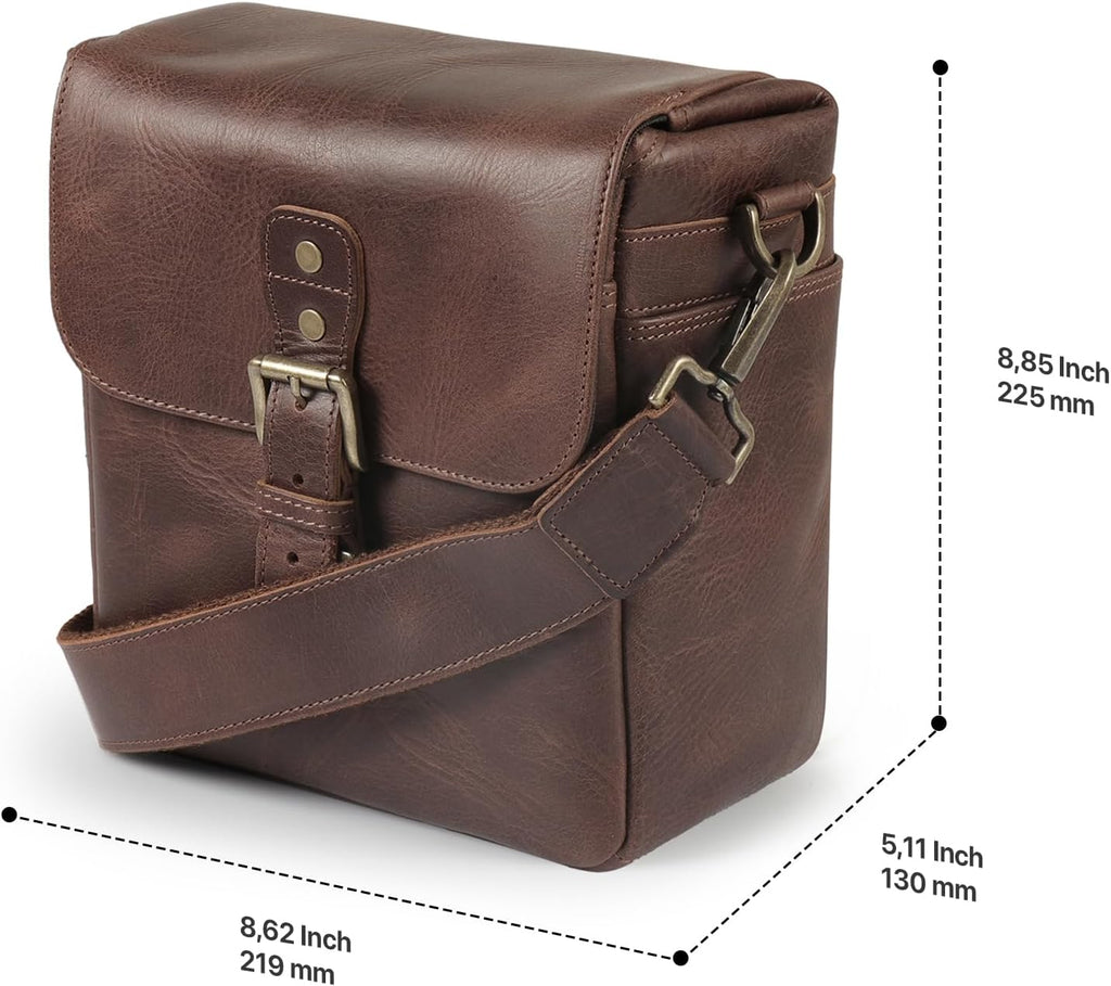 MegaGear Genuine Leather Camera Messenger Bag Mirrorless Portable electronic device cover