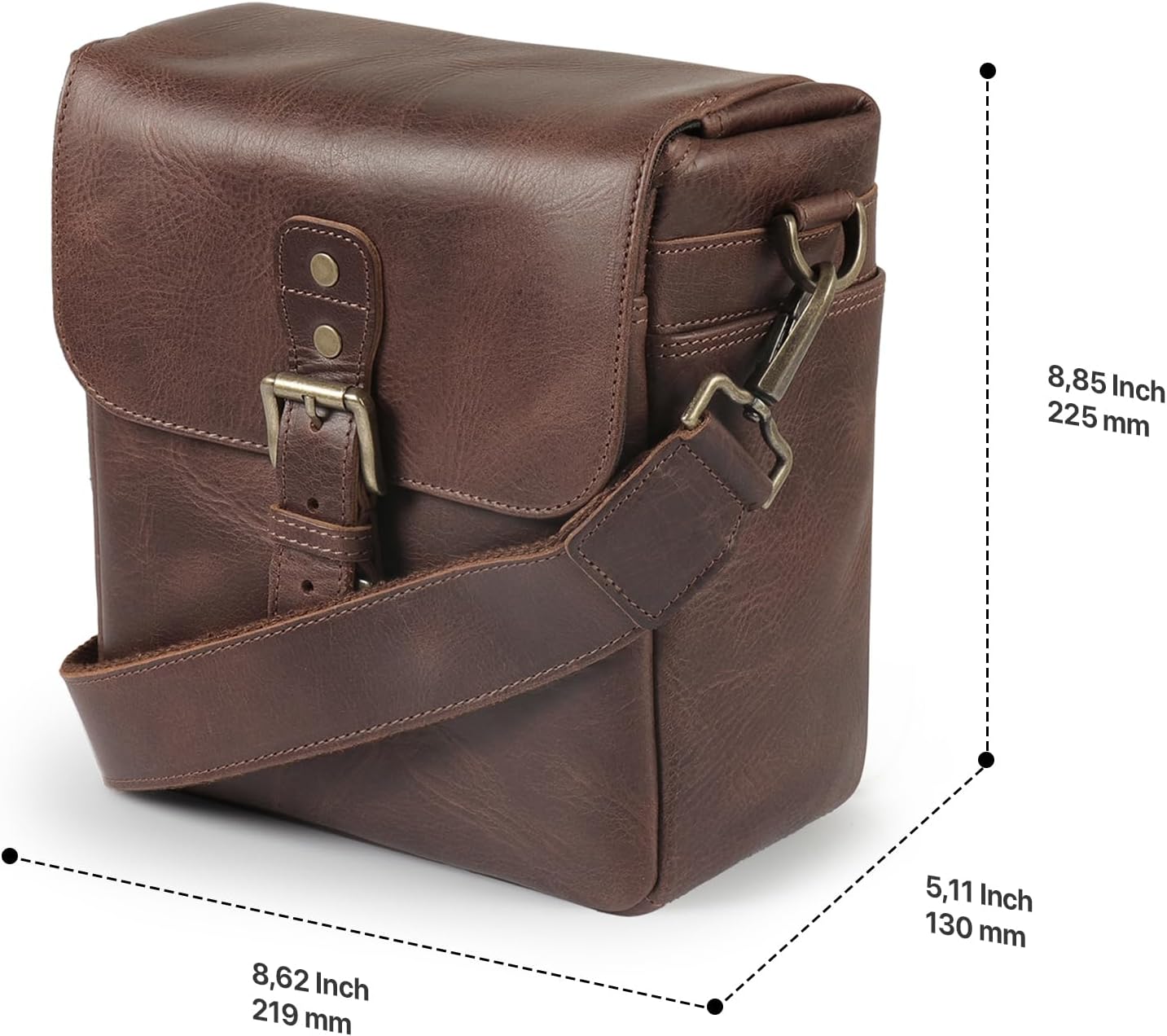 MegaGear Genuine Leather Camera Messenger Bag Mirrorless Portable electronic device cover