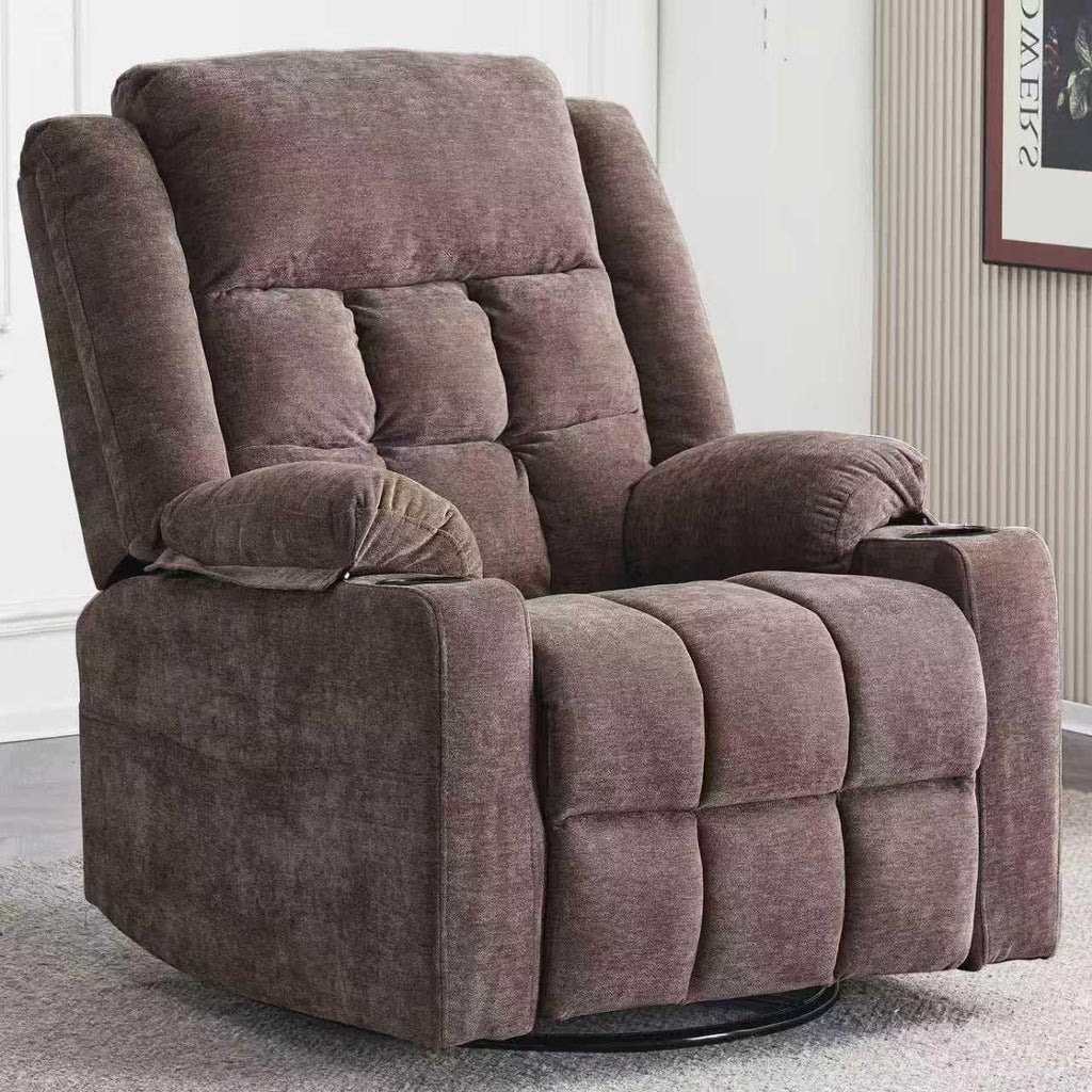 Ketaiyou Power Swivel Rocker Recliner Chair for Adults with Massage and Heat, USB and Type-C Ports, Infinite Position, Electric Glider Reclining Single Sofa Chair for Living Room (Coffee New)