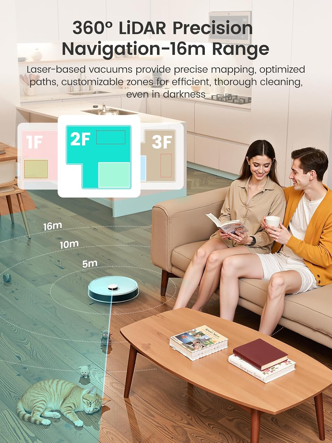 Lefant LiDAR Robot Vacuum and Mop, 12000Pa Suction, 90-Day Self-Emptying, Obstacle Avoidance, Auto Mop Washing&Drying, All-in-One for Pet Hair Carpet, 5G WiFi Alexa/APP/iWatch Control, M3