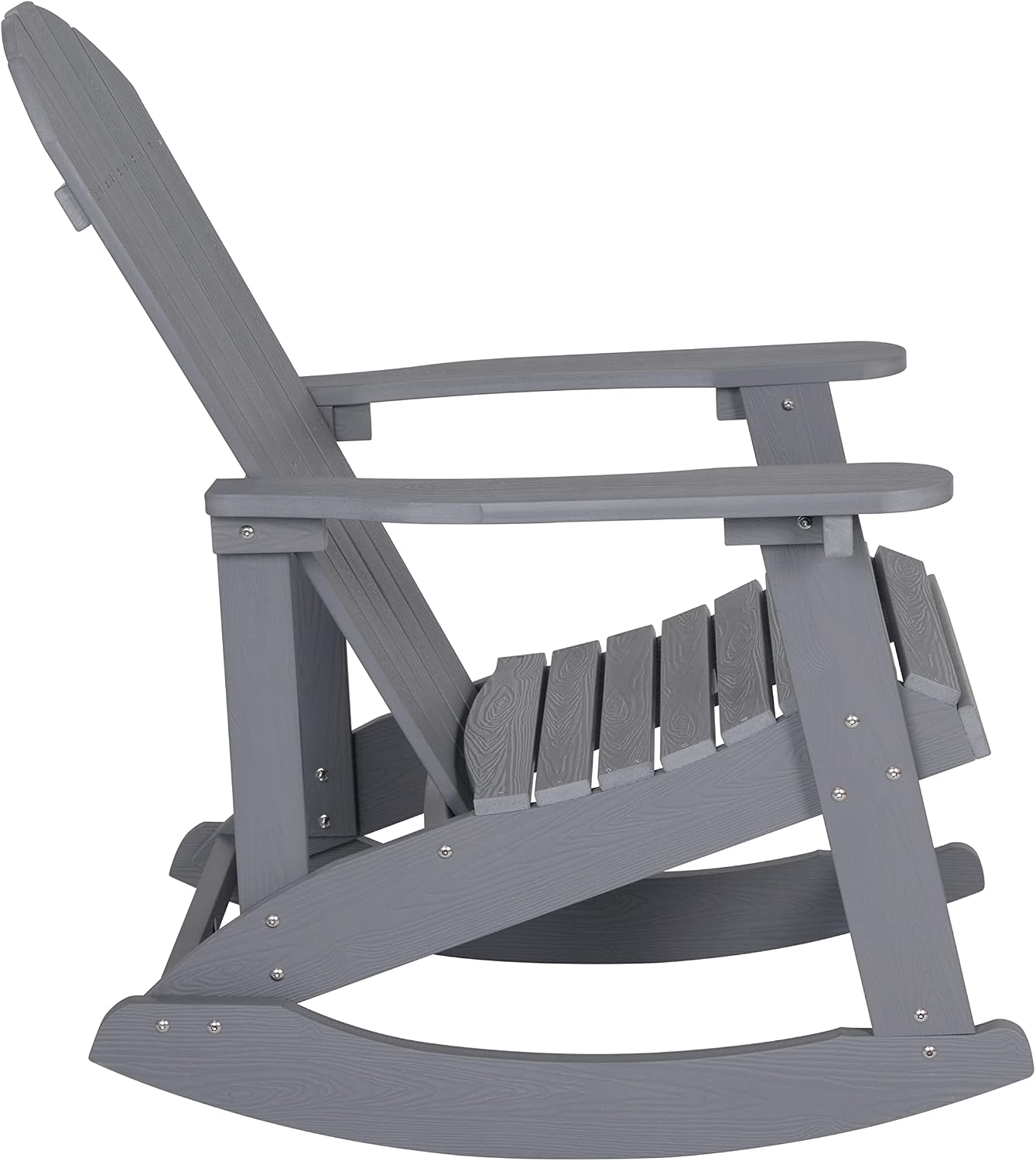 Flash Furniture Savannah All Weather Adirondack Rocking Chairs, Polyresin Wood Adirondack Chair with 350-lb. Static Weight Capacity, Set of 2, Gray