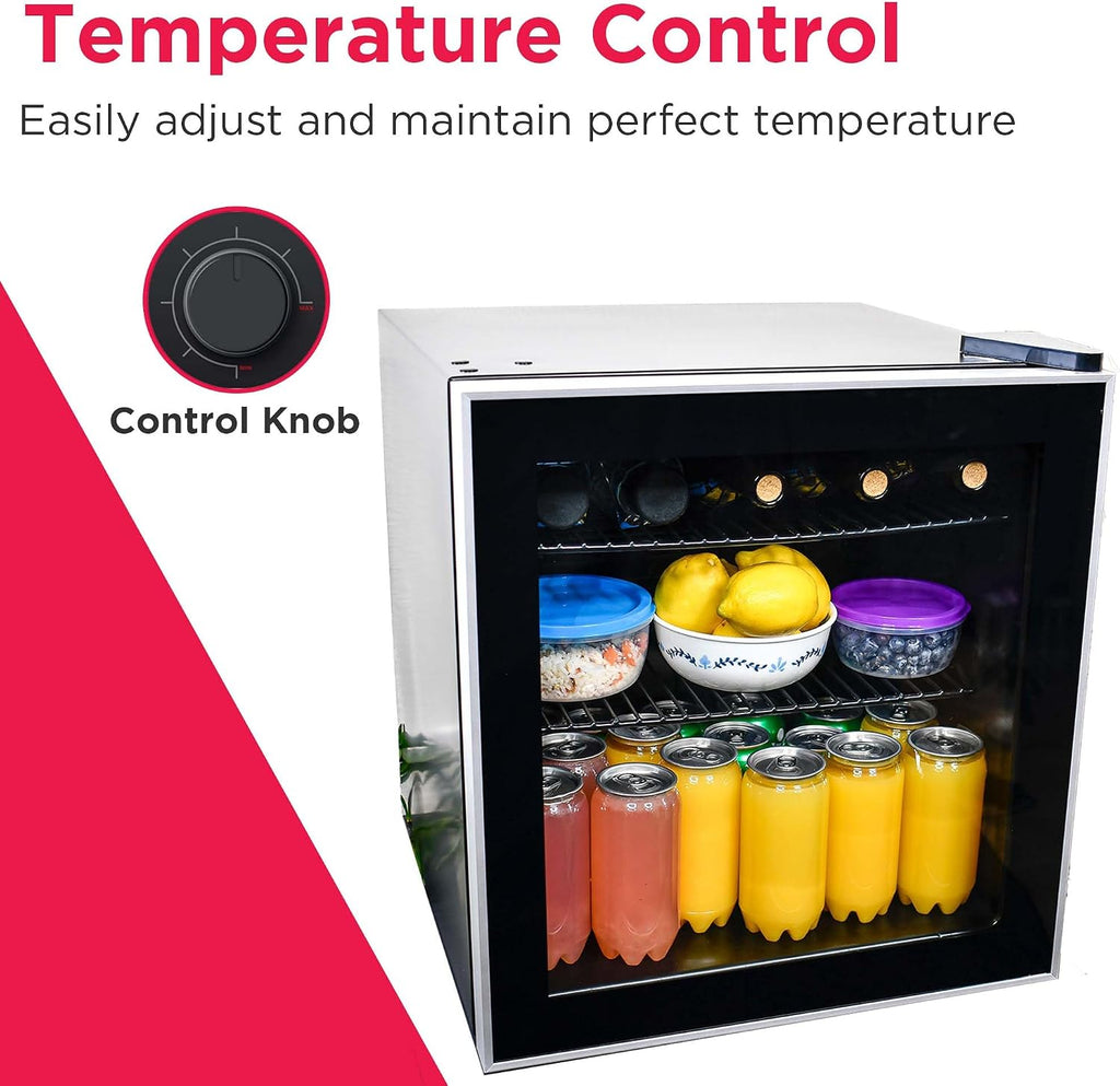 Frigidaire 70 Can Beverage Cooler, 1.6 cu ft, Glass Door, Black Sides
