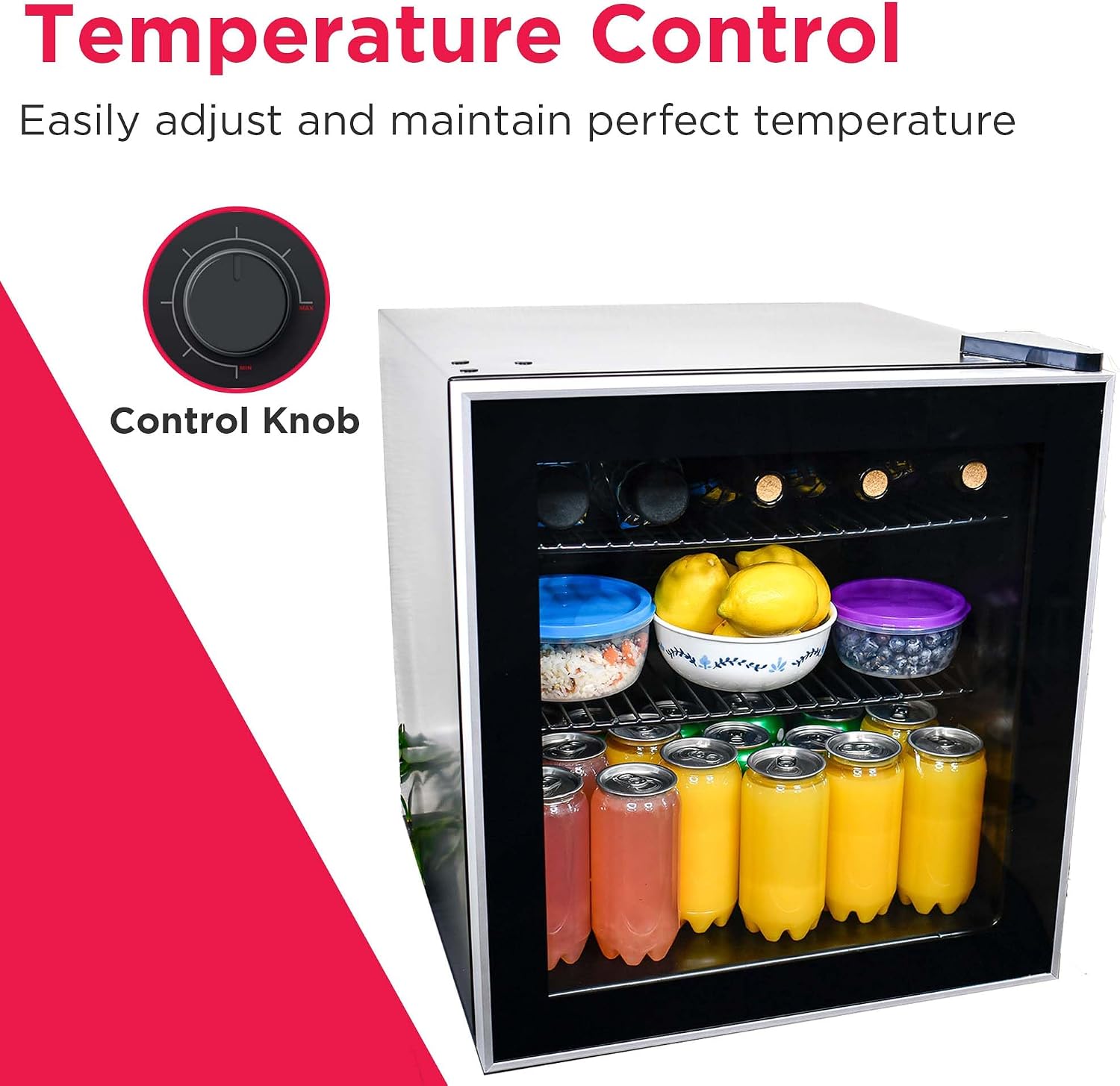 Frigidaire 70 Can Beverage Cooler, 1.6 cu ft, Glass Door, Black Sides