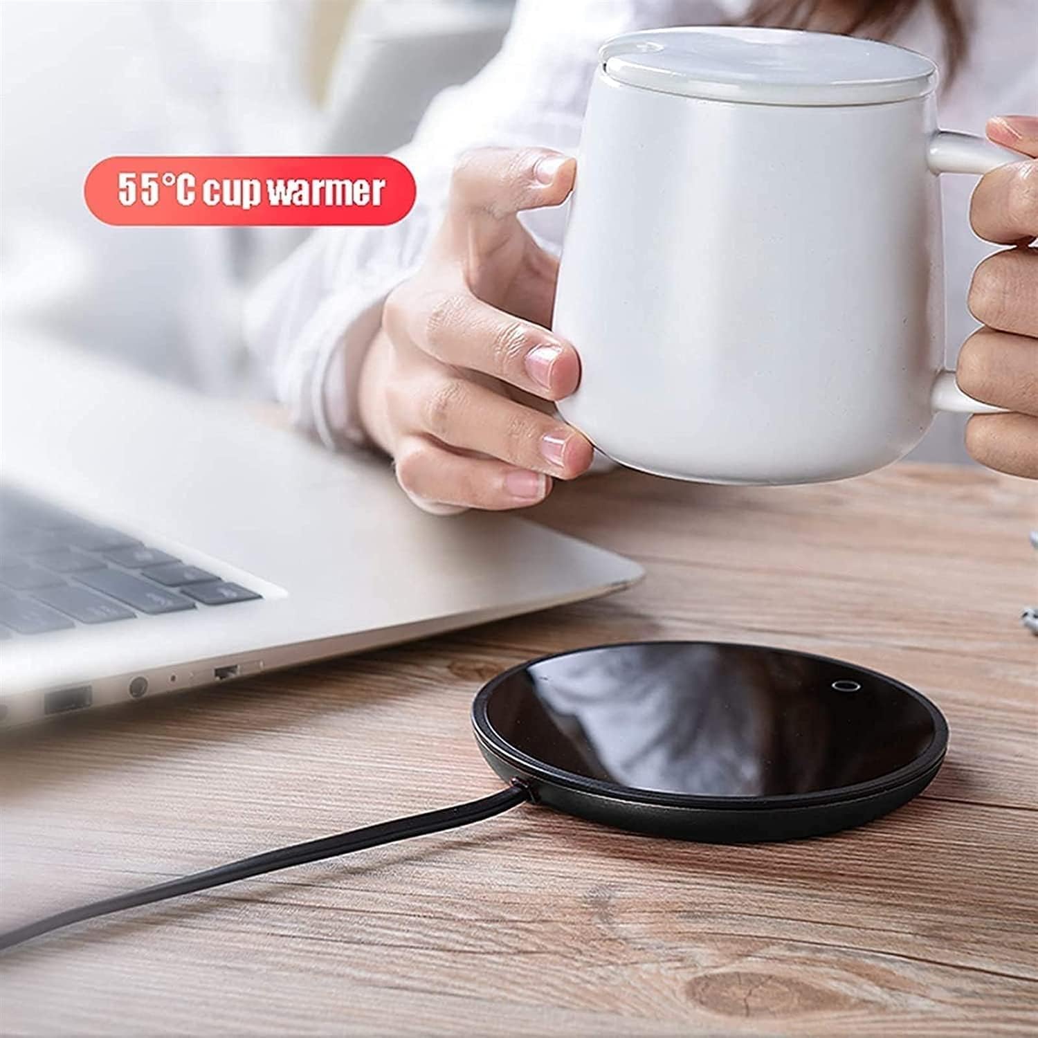 Coffee Mug Warmer Electric Beverage Warmers for Office Home Desk Warmer Thermostat Coaster for Hot Coffee Tea Espresso Milk with Auto Shut Off (Color : Red) (Black)