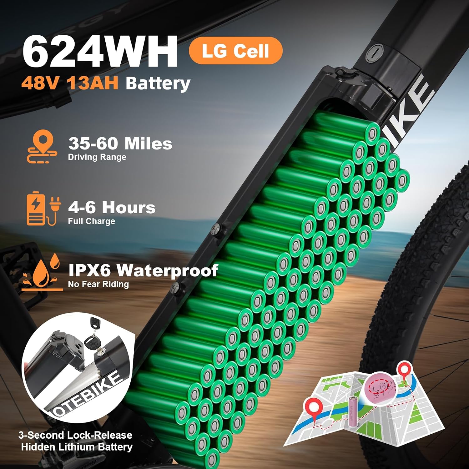 HOTEBIKE Electric Bike for Adult 750W Electric Mountain Bike 48V 13AH Removable Battery Ebike with Suspension Fork Aluminium Frame, Professional 21-Speed Gears
