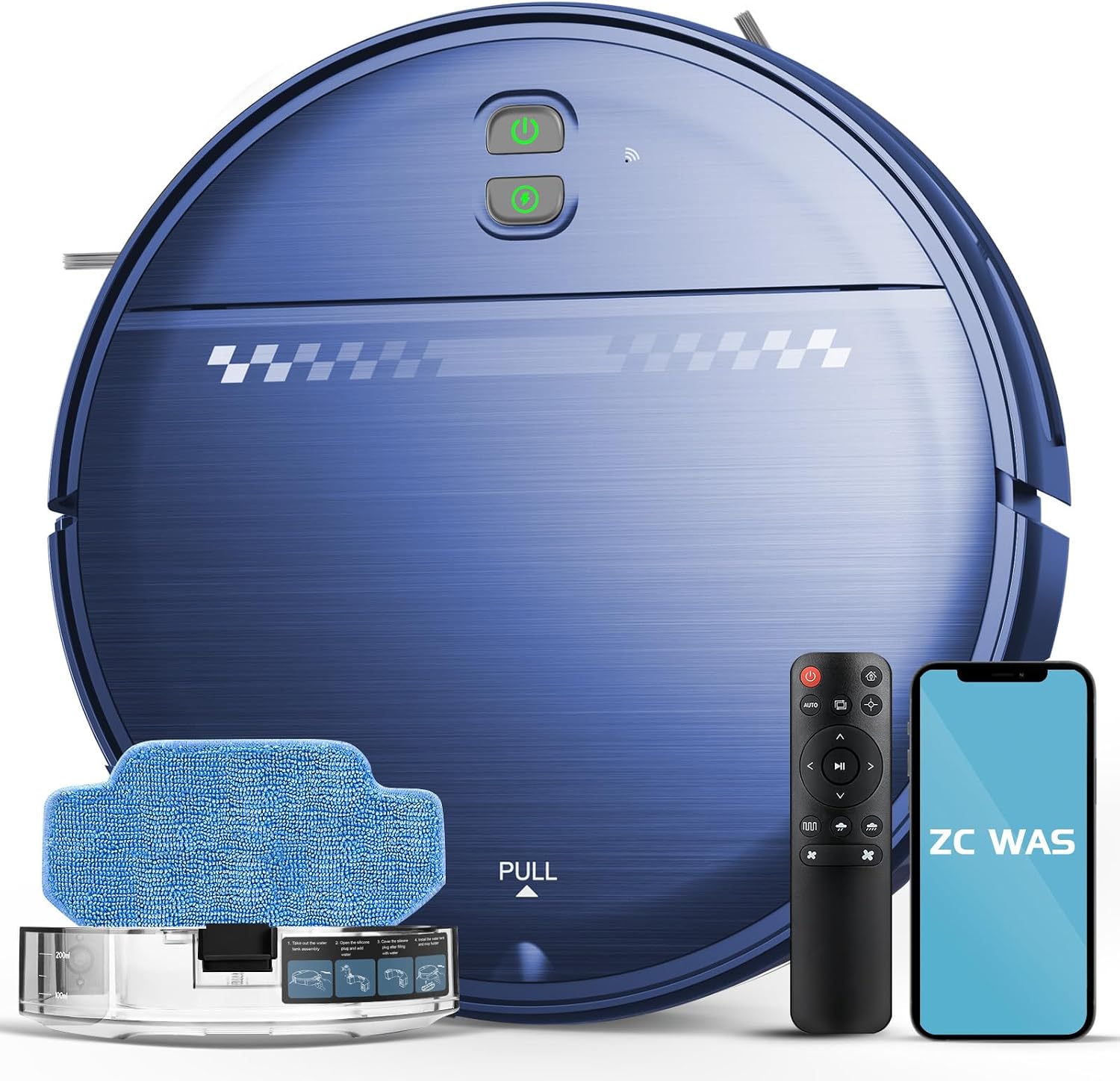 Robot Vacuum and Mop for Pet Hair, 2-in-1 Robot Vacuum Cleaner for Hard Floors&Carpets with 2.87'' Slim Design, Wi-Fi/App/Voice Control, 3D Obstacle Avoidance & Self-Charging