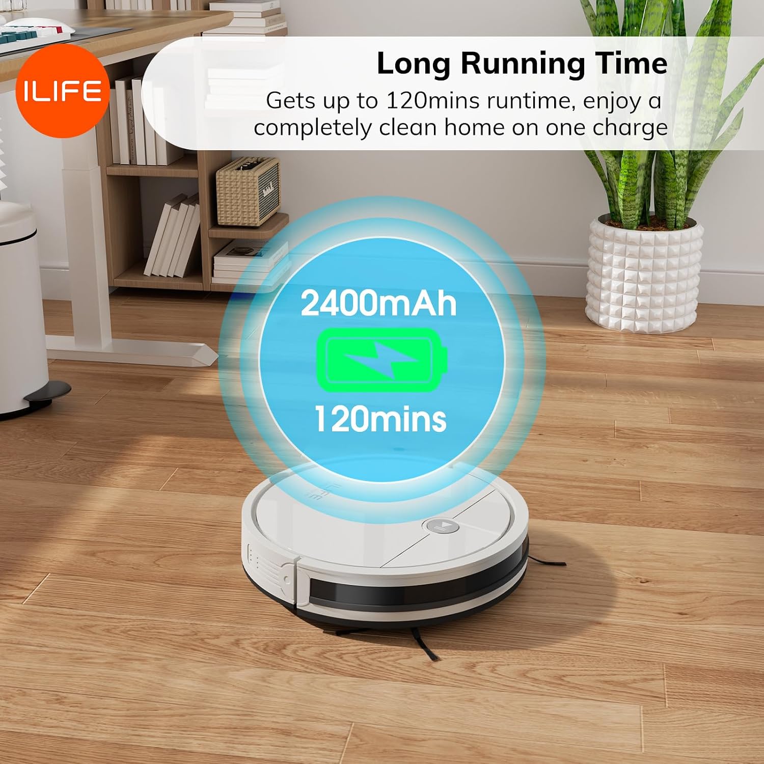 ILIFE X3 Robot Vacuum Cleaner, Tangle-Free 3000Pa Suction, 120 Min Runtime, Self-Charging Robotic Vacuum, 2.4GHz WiFi/App/Alexa Control, Slim, Quiet, Ideal for Pet Hair and Hard Floors