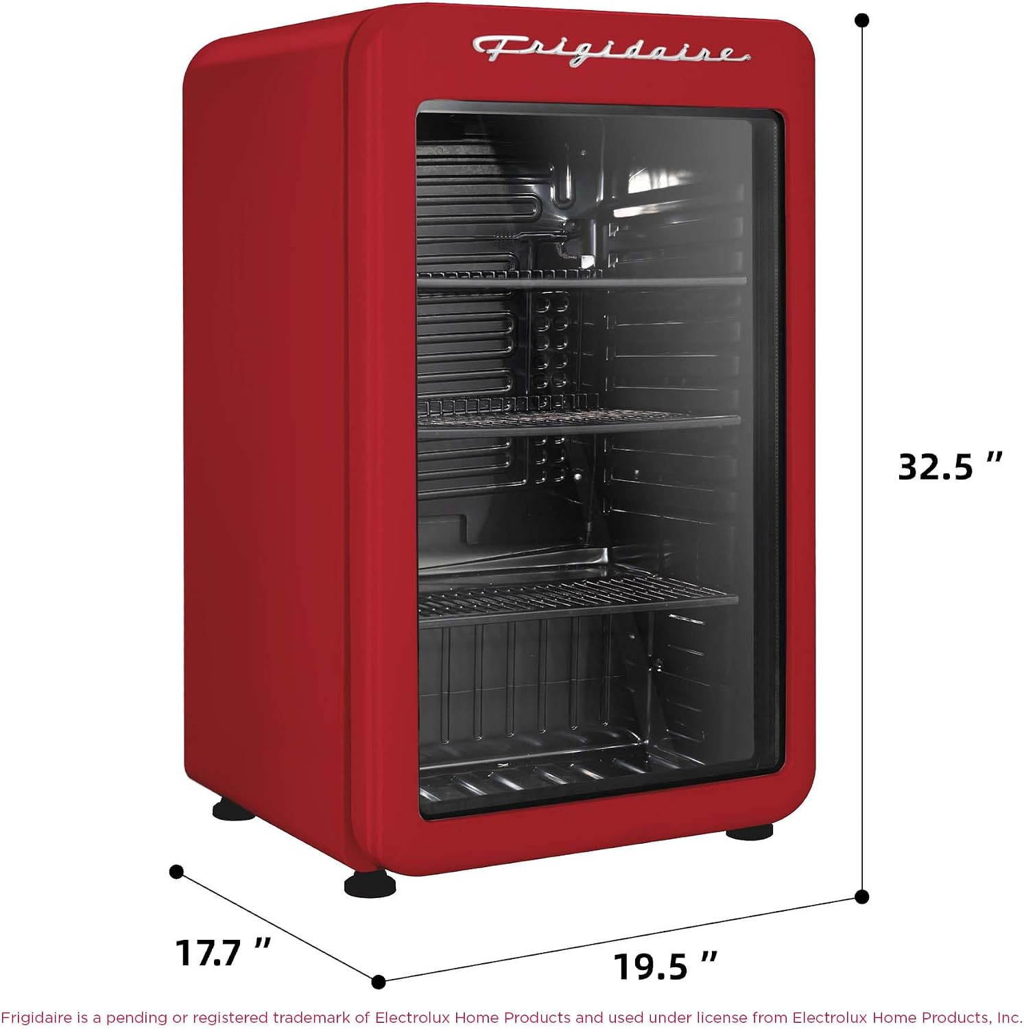 Frigidaire Retro Compact Refrigerator with Glass Door, 3.2 cu ft Countertop Fridge, Rounded Corners, Premium, for Office, Bedroom, Dorm Room, Cabin