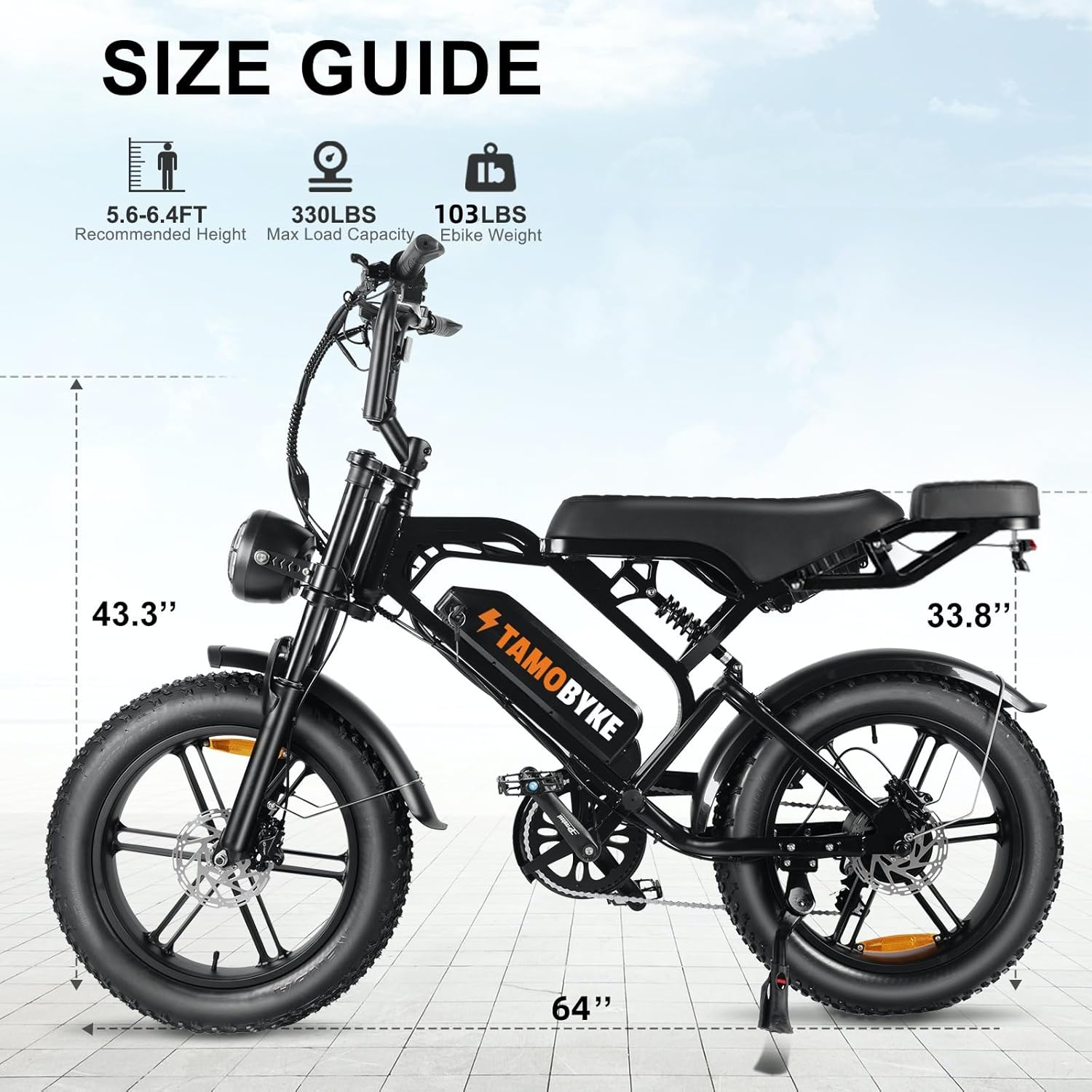 Tamobyke V20 Series Moped 750W/1500W Electric Bike for Adults,28mph/30mph/33mph Ebike&25-68Miles PAS Range,48V15.6ah/18.2ah/ (874Wh) Larger Battery, 20'' Fat Tire Electric Bike,UL 2849 Certified.